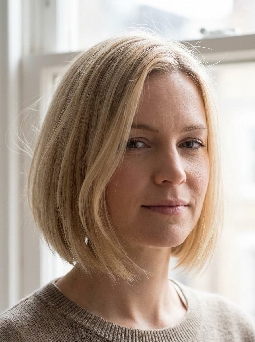 Kinnlanger Bob mit Seitenscheitel als Frisuren für dünne Haare Inspiration 2026